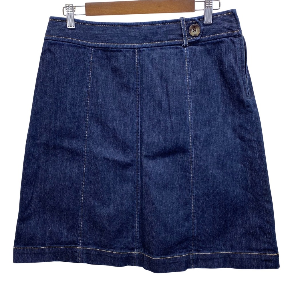 Ann Taylor Denim A-Line Skirt Womens 6 Dark Wash Indigo Knee Length Side Zip